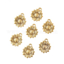 合金のチベット風チャーム  カドミウムフリー＆鉛フリー  ヒマワリ  アンティーク黄金  18x15.5x2.5mm  穴：2mm  約745個/1000g&nbsp;TIBEP-R344-35AG-RS
