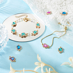 48 個 4 色合金クリスタルラインストーンコネクタチャーム  アクリルと  ライトゴールド  蝶  ミックスカラー  18x10.5mm  穴：2mm  12個/カラー&nbsp;FIND-SW0001-26