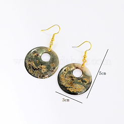 Fashionable 201 Stainless Steel Flat Round Dangle Earrings&nbsp;VY4849