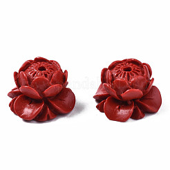 蓮辰砂ビーズ  花  ファイヤーブリック  12x18x18mm  穴：2mm&nbsp;CARL-Q004-83