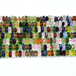 ガラスビーズ連売り  クリスタルのサンキャッチャー  ミックスカラー  多面カット  ロンデル  直径約6mm  厚さ3mm  穴：1mm  約125個/連  15インチ&nbsp;GF3x6mm-5