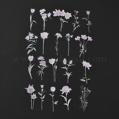 40 個の防水ペット粘着ステッカーセット  花柄  花柄  8.3~8.6x2.9~7x0.015cm  40個/袋&nbsp;DIY-K032-56F
