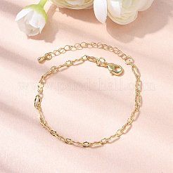 女性用真鍮リンクチェーンブレスレット  ラックめっき  鉛フリー＆カドミウムフリー  長持ちメッキ  18KGP本金メッキ  7-1/4インチ（18.5cm）&nbsp;BJEW-A065-04G