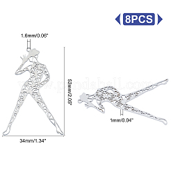 201 ステンレススチール製ビッグフィリグリーペンダント  ダンサー  ステンレス鋼色  52x34x1mm  穴：1.6mm  8個/箱&nbsp;STAS-UN0018-75P
