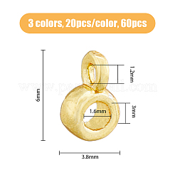 真鍮チューブベイル60色3個  ループベイル  カドミウムフリー＆鉛フリー  バレル  ミックスカラー  6x3.8x3mm  穴：1.2mm  20個/カラー&nbsp;KK-FH0005-40
