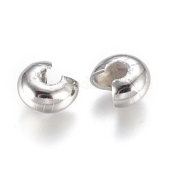 アイアン製つぶし玉カバーカシメ玉カバー  プラチナ  6.5x5.5x3.5mm  穴：2mm  約100個/袋&nbsp;KK-CJC0001-06C-P