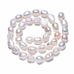 天然養殖淡水パールビーズ連売り  研磨両側  乳白色  7~13x7~8x4.5~7mm  穴：0.7mm  約37~39個/連  13.78インチ〜14.17インチ（35~36cm）&nbsp;PEAR-N014-07F