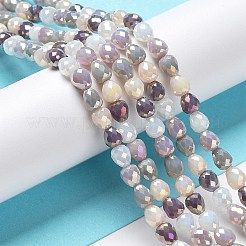 電気メッキガラスビーズ連売り  多面カットティアドロップ  虹メッキ  ミックスカラー  4.5~5x4mm  穴：0.8mm  約100個/連  18.31~18.70''（46.5~47.5センチメートル）&nbsp;GLAA-B013-01
