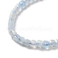 天然石アクアマリンビーズ連売り  多面カット  キューブ  2.5x2.5x2.5mm  穴：0.7mm  約170個/連  15.35''（39センチメートル）&nbsp;G-D467-A10