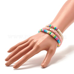 Handmade Polymer Clay Heishi Beads Stretch Kids Bracelets Set&nbsp;BJEW-JB07429-02