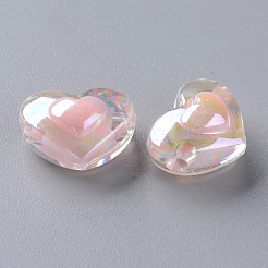透明なアクリルビーズ  二層ビーズ  ABカラー  ハート  ピンク  13x17x9.5mm  穴：2.5mm  約420個/500g&nbsp;TACR-S152-08B-08