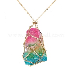 Brass Macrame Pouch Empty Stone Holder for Pendant Necklaces Making&nbsp;NJEW-JN04440-03
