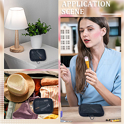 ナイロンメッシュとポリエステル繊維の化粧品ジッパー収納クラッチバッグ4個  長方形  ブラック  130x125x18mm&nbsp;ABAG-CN0001-57C