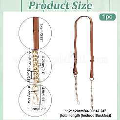 レザーの調節可能なバッグストラップ  合金チェーンとスイベルクラスプ付き  ライトゴールド  112~120x1.4cm&nbsp;FIND-WH0111-471