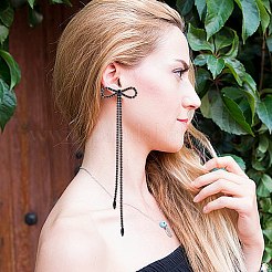 2 Pairs 2 Colors Alloy Bowknot Dangle Stud Earrings with Sterling Silver Pins&nbsp;EJEW-AN0004-89