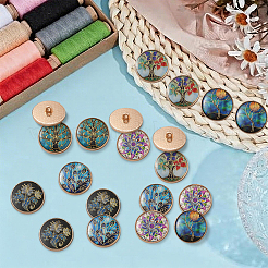 24Pcs 6 Styles 1-Hole Alloy Shank Buttons&nbsp;BUTT-CY0001-44B