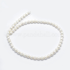 天然養殖淡水パールビーズ連売り  オーバル  フローラルホワイト  6.5~7x5.5~6mm  穴：0.8mm  約44個/連  14.17インチ（36cm）&nbsp;PEAR-K003-23D-01