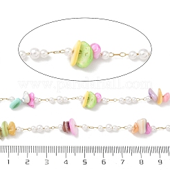 Handmade Natural Shell & ABS Imitation Beaded Chains&nbsp;CHS-F025-13G-02