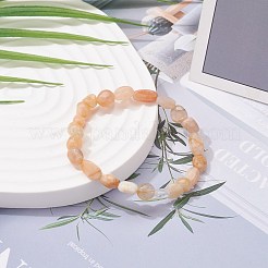 子供のための天然サンストーンビーズストレッチブレスレット  内径：1-5/8インチ（4cm）&nbsp;BJEW-JB07031-09