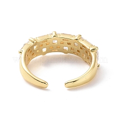 Rectangle Cubic Zirconia Open Cuff Ring&nbsp;RJEW-P035-07G