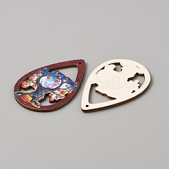 Halloween Theme Single Face Printed Aspen Wood Big Pendants&nbsp;WOOD-TAC0018-09B