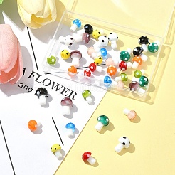 10色キノコ手作りランプワークビーズ  ミックスカラー  12.5~16x10~12mm  穴：1.2~2mm  4個/カラー&nbsp;LAMP-FS0001-15