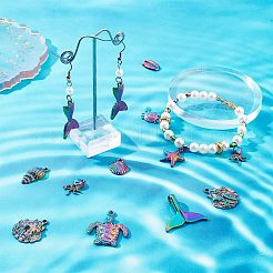 20個10スタイルアロイペンダント  亀と甲羅とカニ  虹色  17~34x12.5~32x2.5~8mm  穴：1.5~5mm  2個/スタイル&nbsp;FIND-CA0005-81
