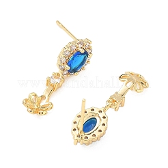 Brass Pave Cubic Zirconia Stud Earring Findings&nbsp;KK-C172-07G