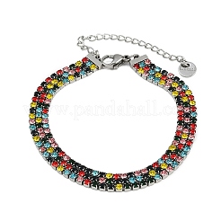304 Stainless Steel Rhinestone Cup Chain Bracelets for Women&nbsp;BJEW-Z143-23P-01