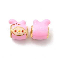 合金エナメルヨーロピアンビーズ  大穴ビーズ  鉛フリー＆カドミウムフリー  問題の金色  兎  ミックスカラー  14x12x10mm  穴：5mm&nbsp;ENAM-K067-078MG