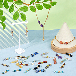 32Pcs 16 Styles Natural Mixed Gemstone Chip Connector Charms&nbsp;PALLOY-FH00095
