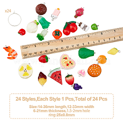 DIY 3D 食品サンプルワイングラスチャーム作りキット  真鍮ワイングラスチャームリングを含む  アボカド＆レモン＆ケーキ レジンチャーム  ミックスカラー  48個/箱&nbsp;DIY-FH0005-53