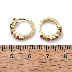 Real 18K Gold Plated Brass Cubic Zirconia Huggie Hoop Earrings&nbsp;EJEW-C012-08
