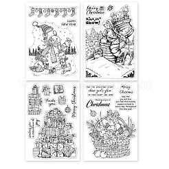 4 Sheets 4 Styles PVC Plastic Stamps&nbsp;DIY-GL0004-02C