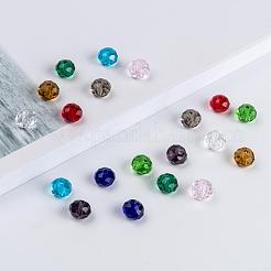 ガラスビーズ  多面カット  ロンデル  ミックスカラー  8x6mm  穴：1mm  10色  40個/カラー  400個/箱&nbsp;EGLA-JP0002-01A-8mm