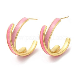 女性用ラックメッキ真鍮十字スタッドピアス  18KGP本金メッキ  鉛フリー＆カドミウムフリー  ミックスカラー  30x10mm&nbsp;EJEW-D059-02G