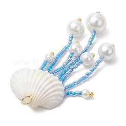 Glass Seed Beaded Jellyfish Pendants&nbsp;PALLOY-MZ00571-03