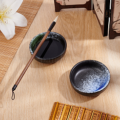 2色磁器インク皿2個  ラウンド  ミックスカラー  89x27mm  1pc /カラー&nbsp;AJEW-PH0010-32