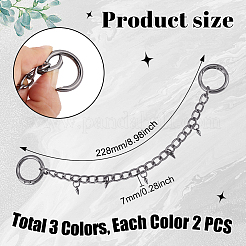 6Pcs 3 Colors Aluminium Chains Boot Strap Chains&nbsp;HJEW-GA00030