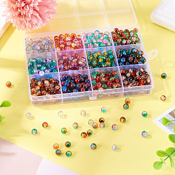 12色のクラックルガラスビーズ  ラウンド  ツートン  ミックスカラー  6mm  穴：1.2mm  約60PCS /カラー&nbsp;CCG-TA0002-05B