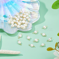 40Pcs Natural Cultured Freshwater Pearl Two Sides Polished Connector Charms&nbsp;PALLOY-FH00102