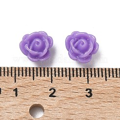 バラの花の不透明な樹脂ビーズ  紫色のメディア  9x7mm  穴：1mm&nbsp;X-CRES-B1029-A56