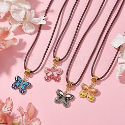 Alloy Enamel Butterfly Pendant Necklaces&nbsp;NJEW-JN04580