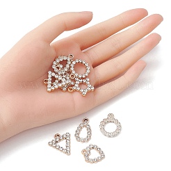 10 個 5 スタイル UV メッキアクリルパーツ  クリスタルラインストーン付き  三角形のチャーム、ティアドロップ、星、リング、ハート  ライトゴールド  20~24x14~21x3~3.5mm  穴：2mm  2個/スタイル&nbsp;OACR-YW0001-67