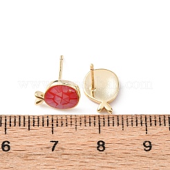 Brass Enamel Fish Stud Earrings&nbsp;EJEW-I322-05G