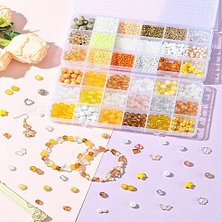 DIY CCB プラスチック & ガラスビーズ ダングル イヤリング 作成キット  ミックスカラー  8~9mm  穴：1mm&nbsp;DIY-YW0011-45