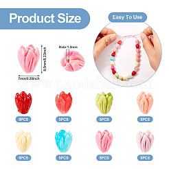 40Pcs 8 Colors Opaque Resin Flower Rose Beads&nbsp;RESI-TA0002-98