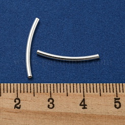 925純銀製のチューブビーズ  カーブチューブ  銀  20x1.5mm  穴：1mm  約55個/10g&nbsp;STER-D035-12S-04