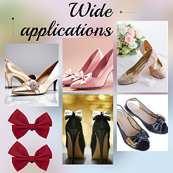 Bowknot Polyester Shoe Decorations&nbsp;FIND-WH0423-93C