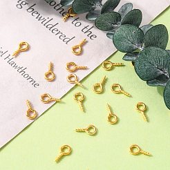 304ステンレススチールスクリューアイピンペグベイル  片穴パーツ用  ゴールドカラー  8x4x1mm  穴：2mm  ピン：1.4mm&nbsp;X-STAS-L234-165D-G